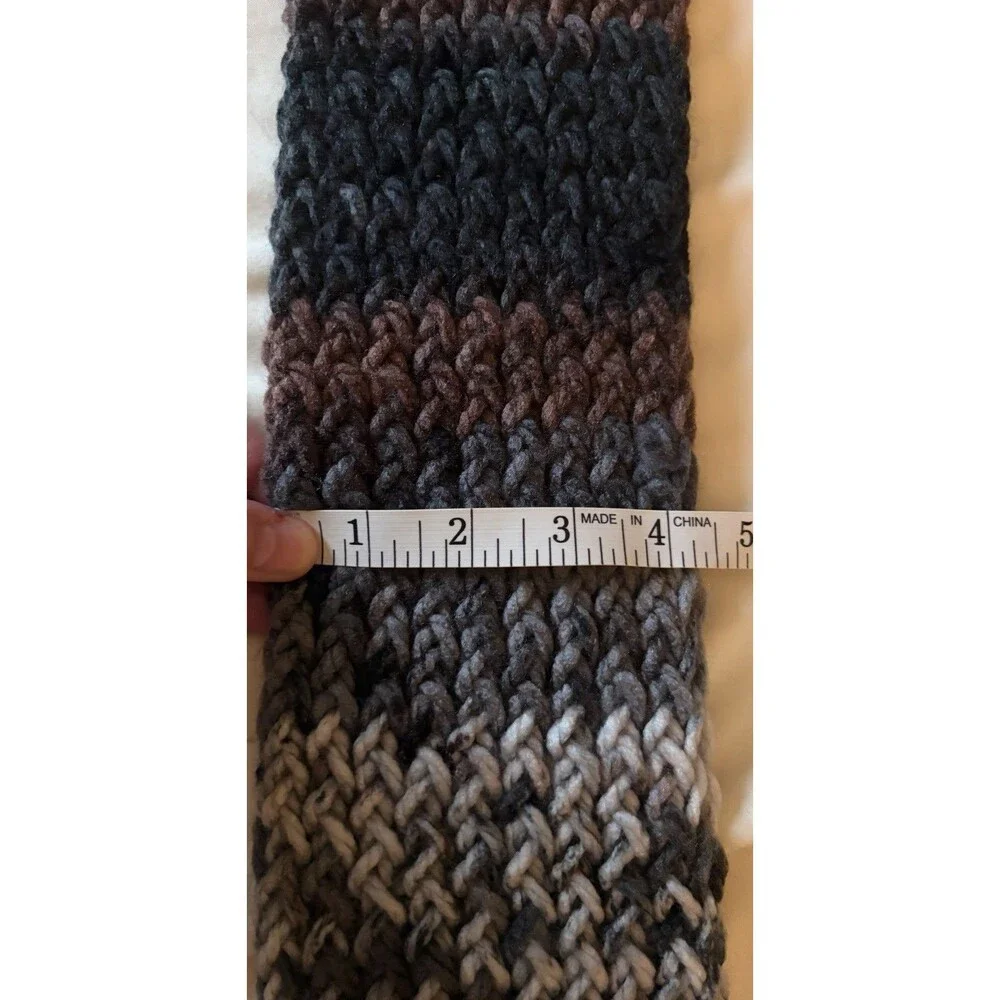 Handmade Kids Winter Beanie Hat and Scarf Set Multicolored Black Gray Brown Knit
